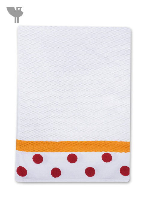 Handloom Cotton Hand Towel With Block Print Border